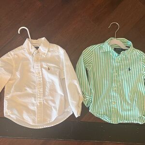2T Polo by Ralph Lauren White and Green Kids Button Down Shirts